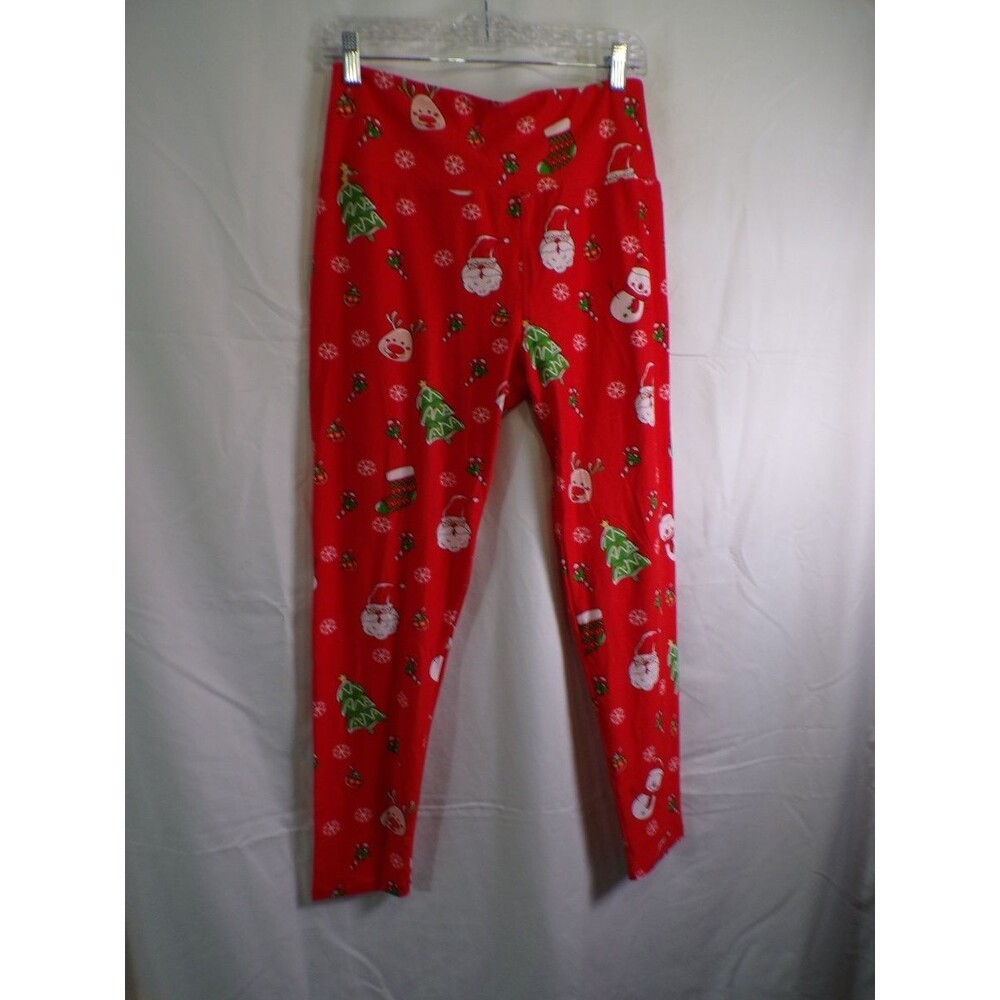Women's XXL Red Christmas Leggings 92% Polyester 8% Spandex